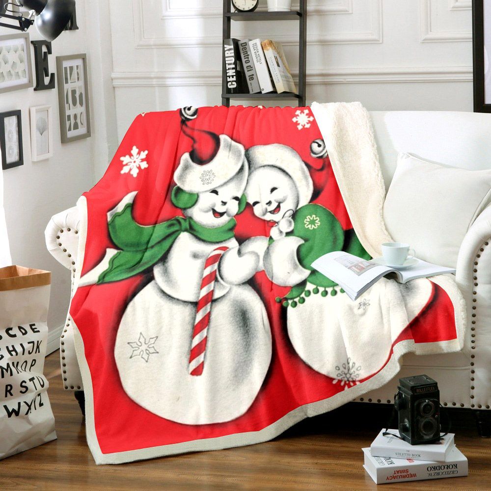 Snowman Sherpa Fleece Blanket