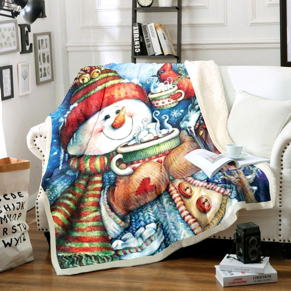 Snowman Sherpa Fleece Blanket
