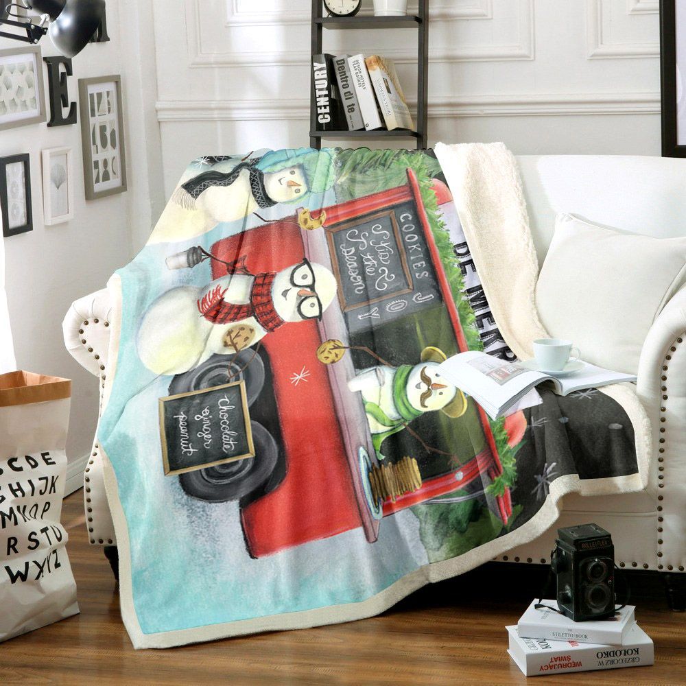 Snowman Sherpa Fleece Blanket