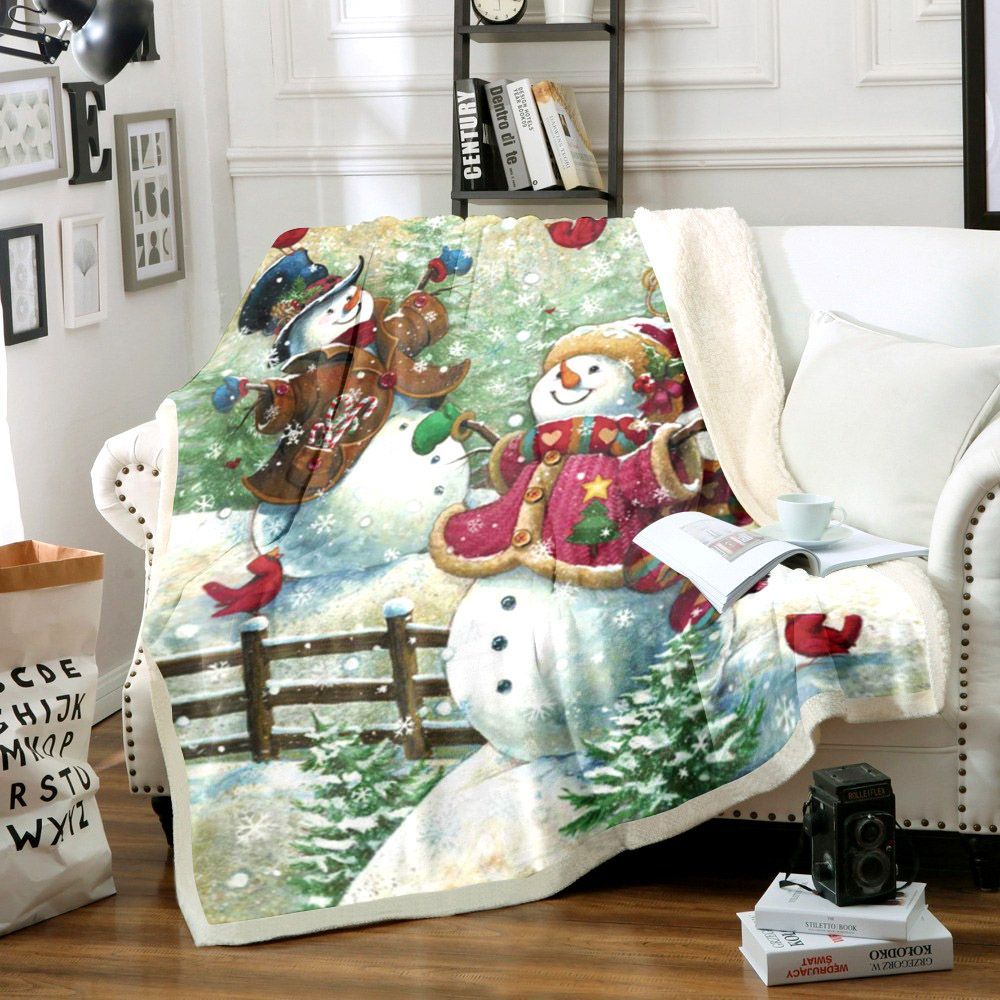 Snowman Sherpa Fleece Blanket
