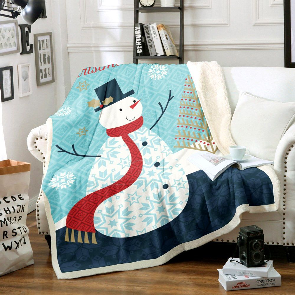 Snowman Sherpa Fleece Blanket