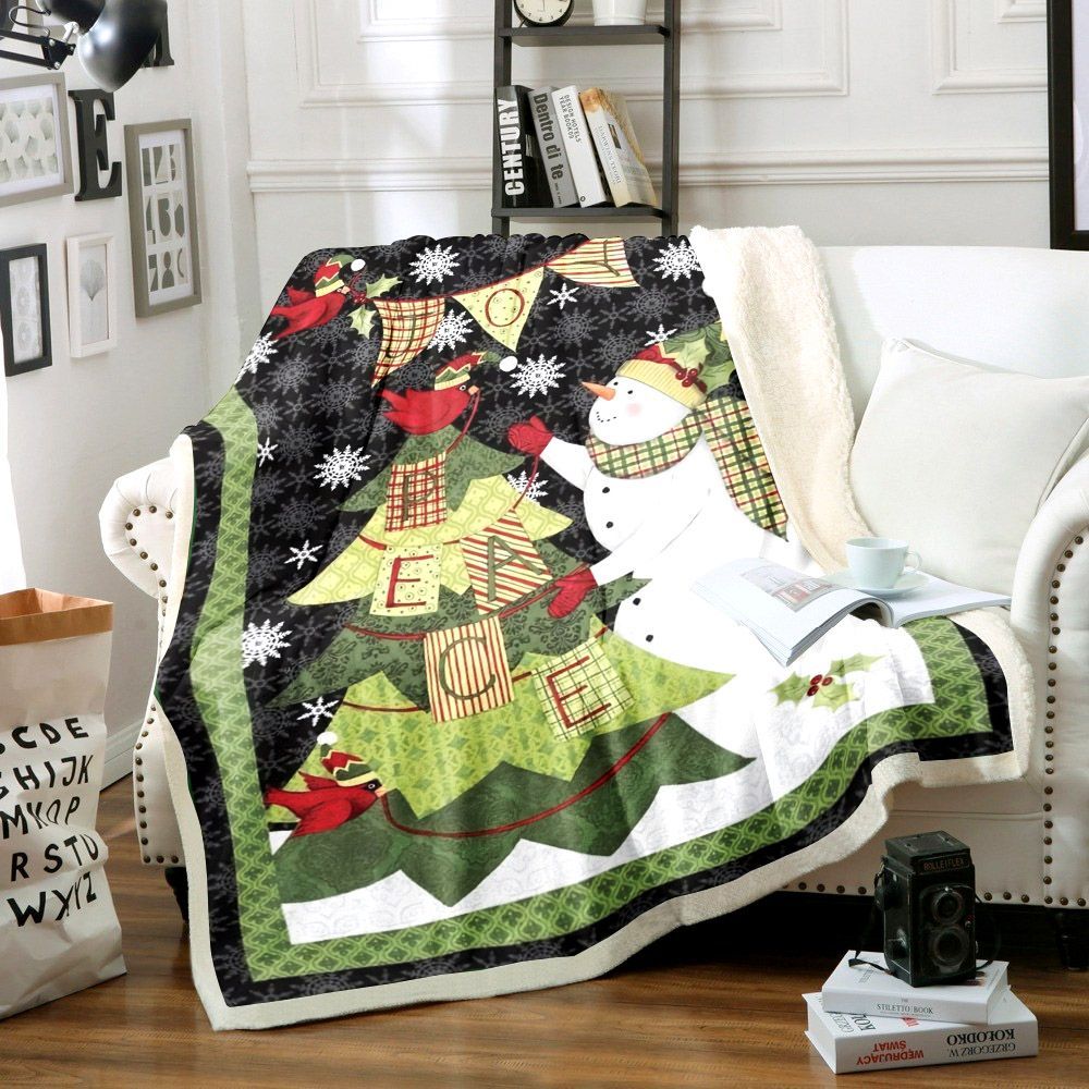 Snowman Sherpa Fleece Blanket