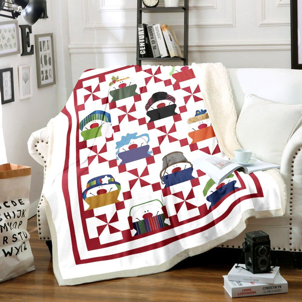 Snowman Sherpa Fleece Blanket