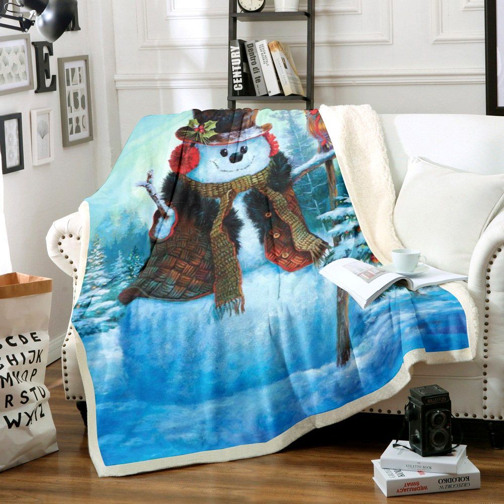 Snowman Sherpa Fleece Blanket