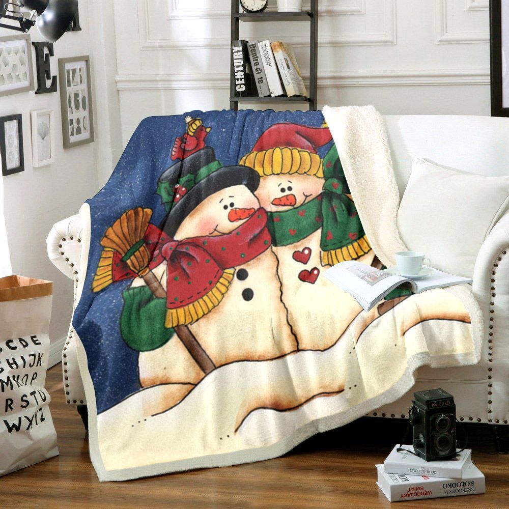Snowman Sherpa Fleece Blanket