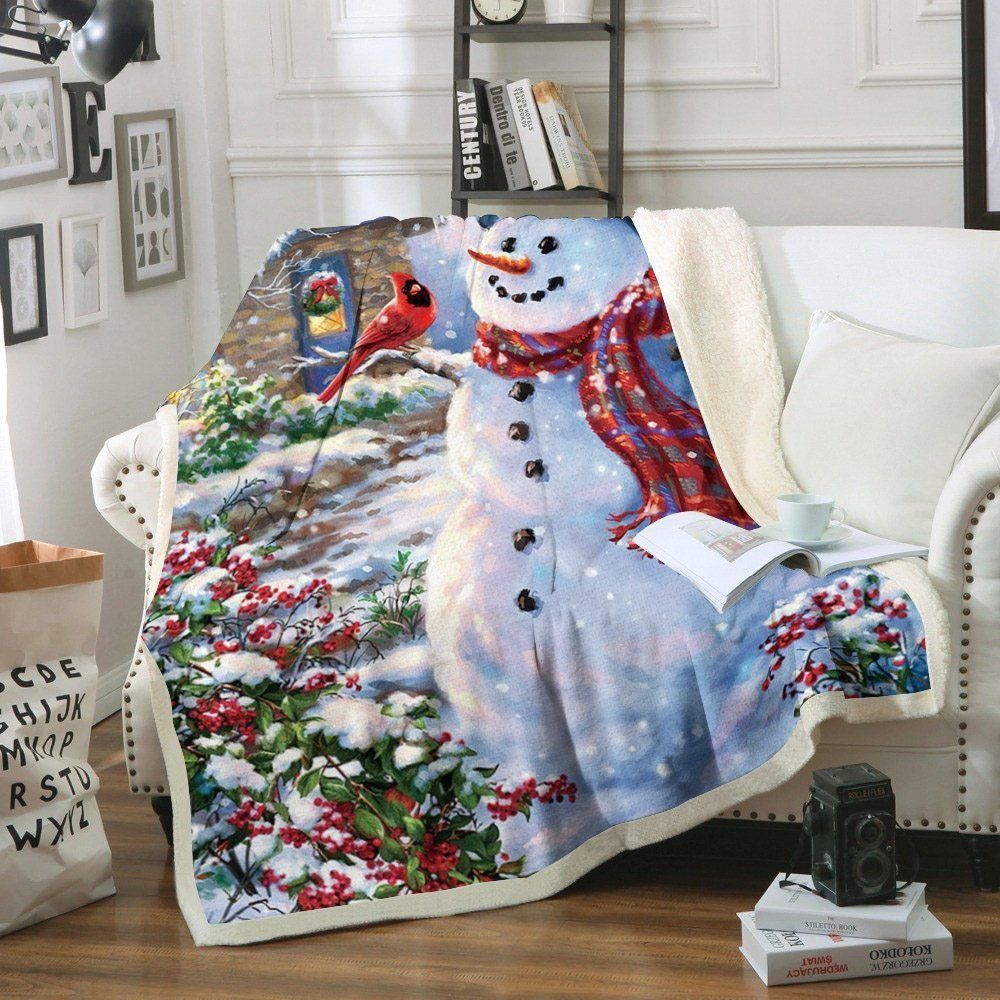Snowman Sherpa Fleece Blanket
