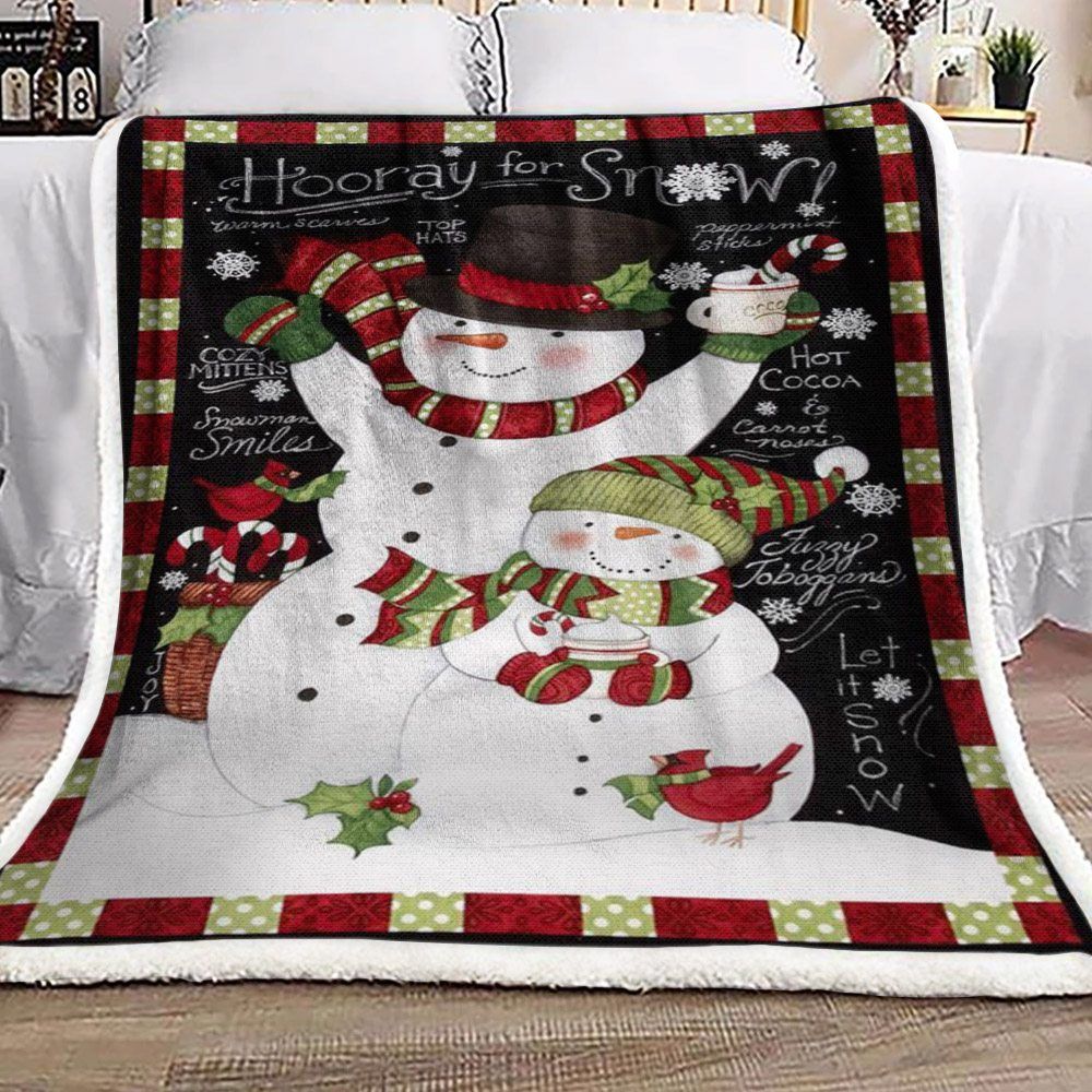 Snowman Sherpa Fleece Blanket