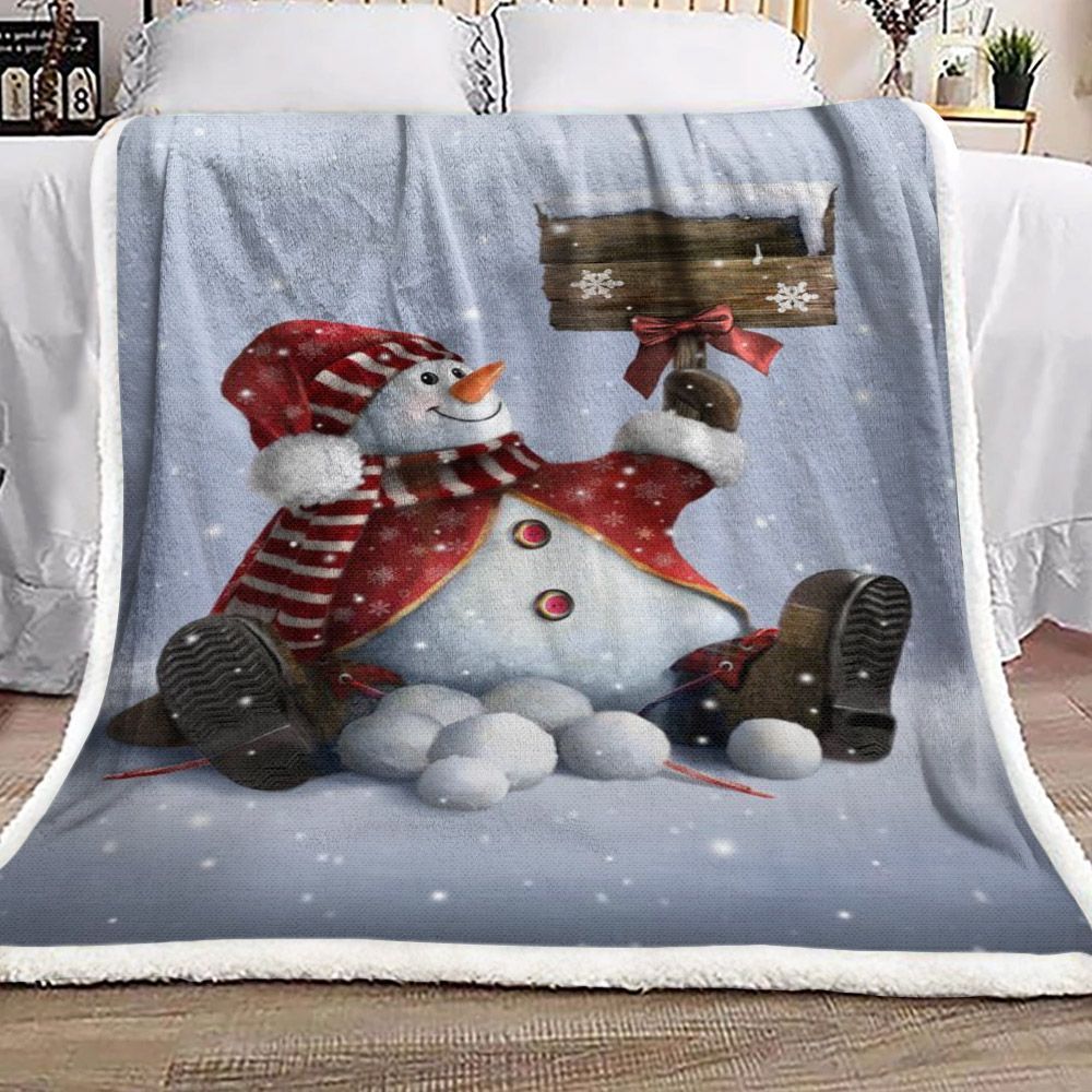 Snowman Sherpa Fleece Blanket