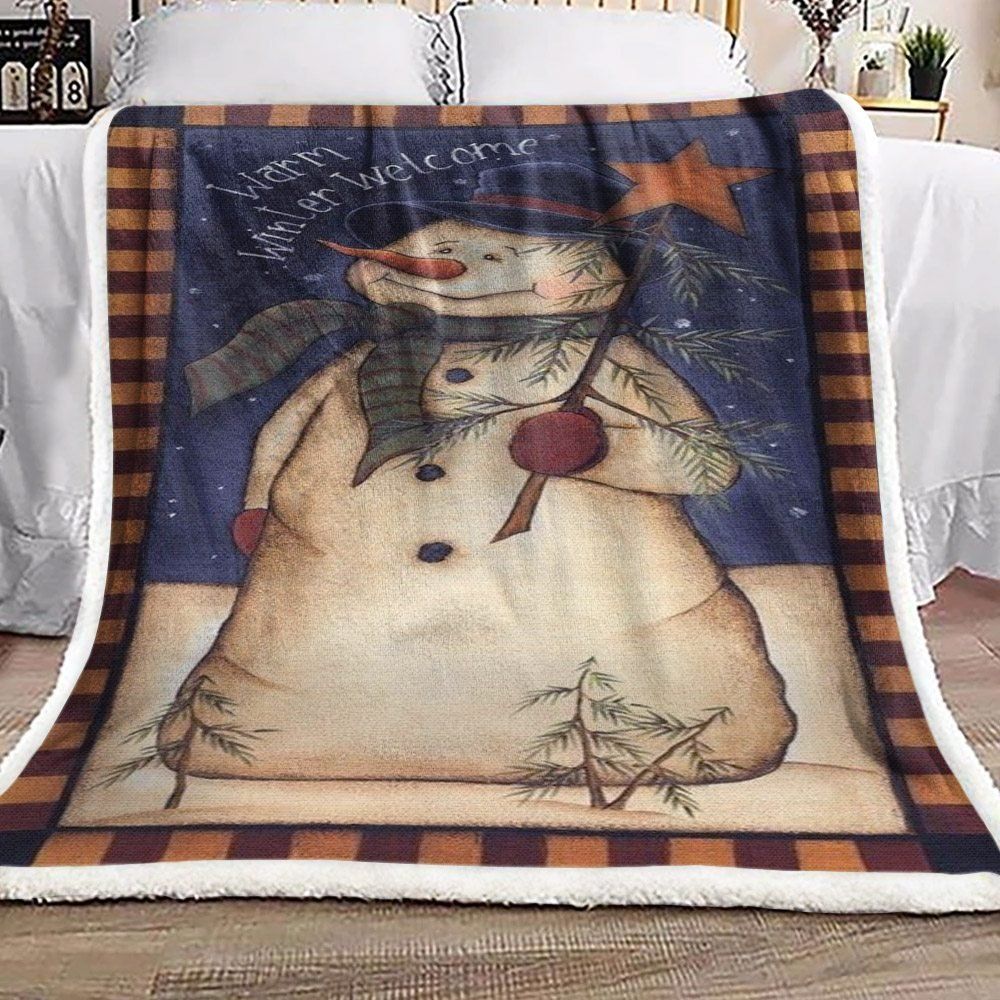 Snowman Sherpa Fleece Blanket