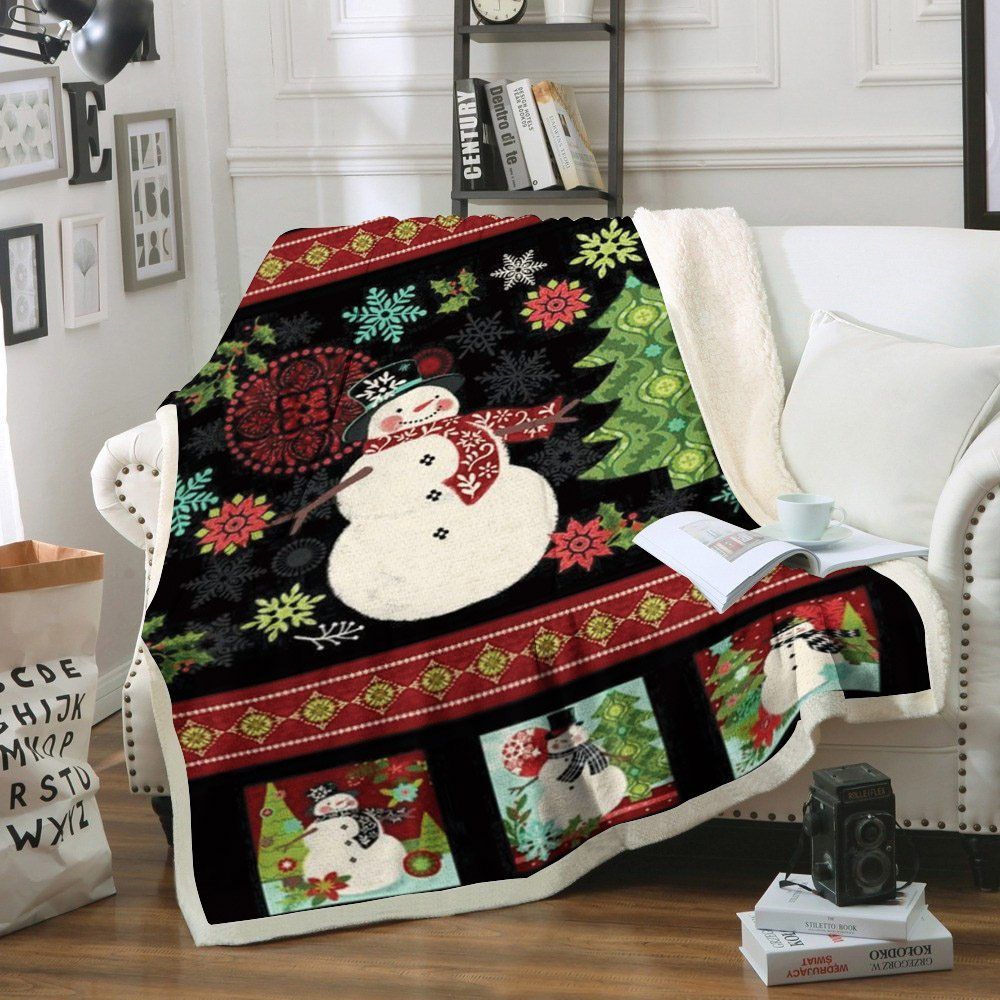 Snowman Sherpa Fleece Blanket