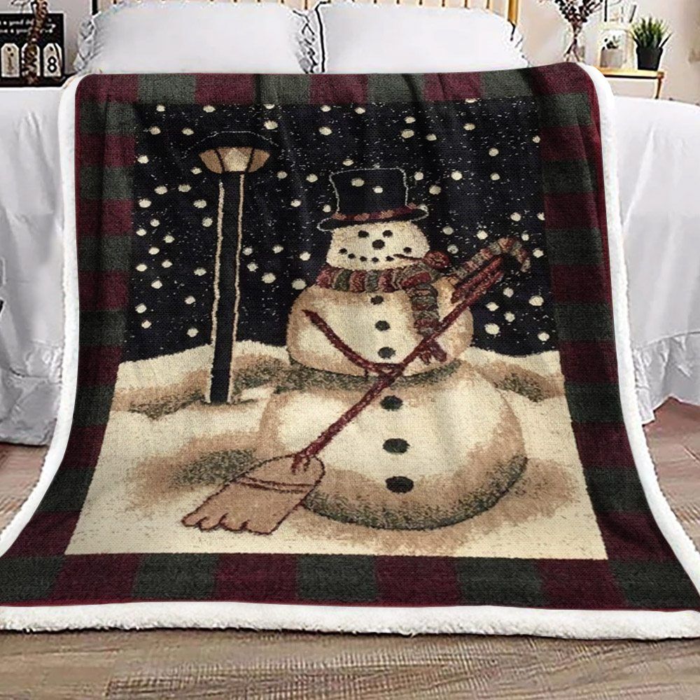 Snowman Sherpa Fleece Blanket