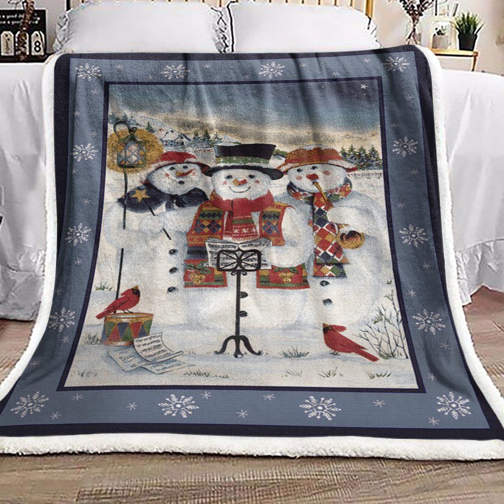 Snowman Sherpa Fleece Blanket