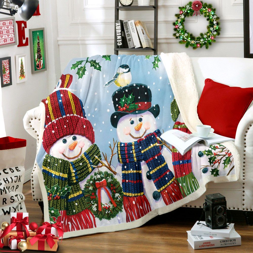 Snowman Sherpa Fleece Blanket