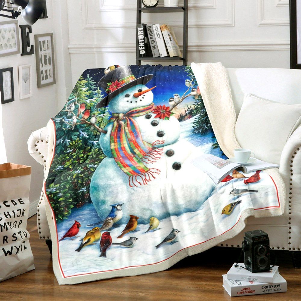 Snowman Sherpa Fleece Blanket