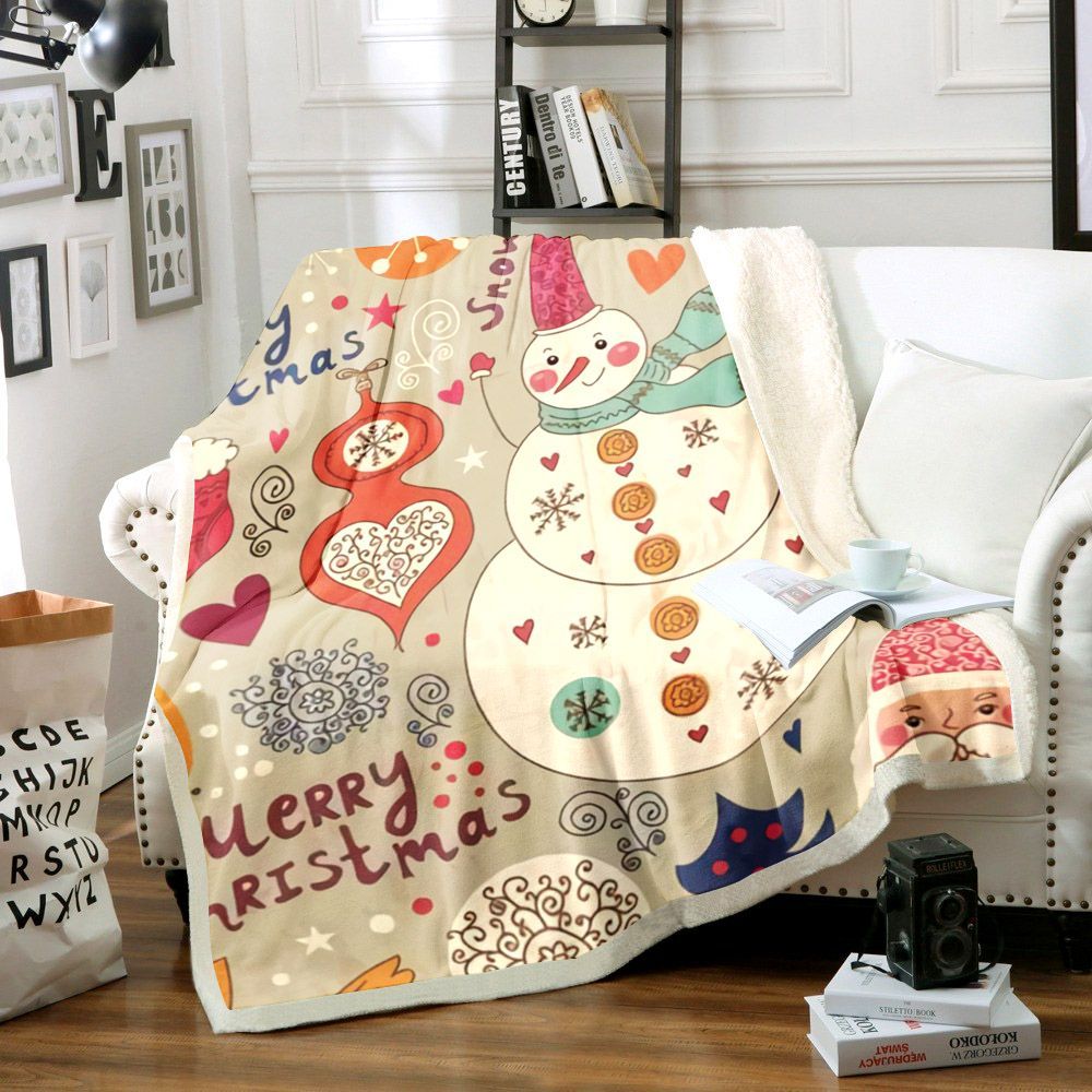 Snowman Sherpa Fleece Blanket