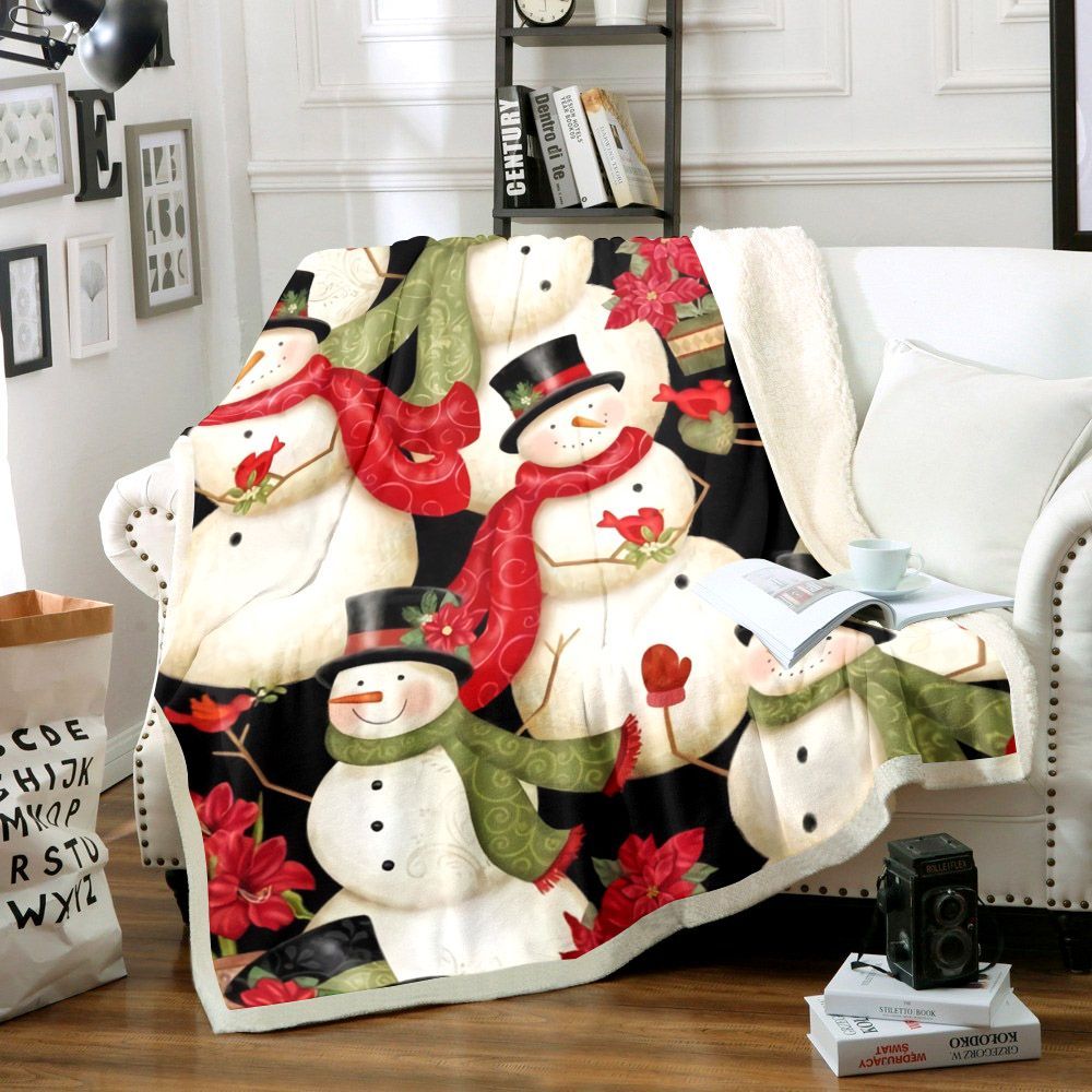 Snowman Sherpa Fleece Blanket
