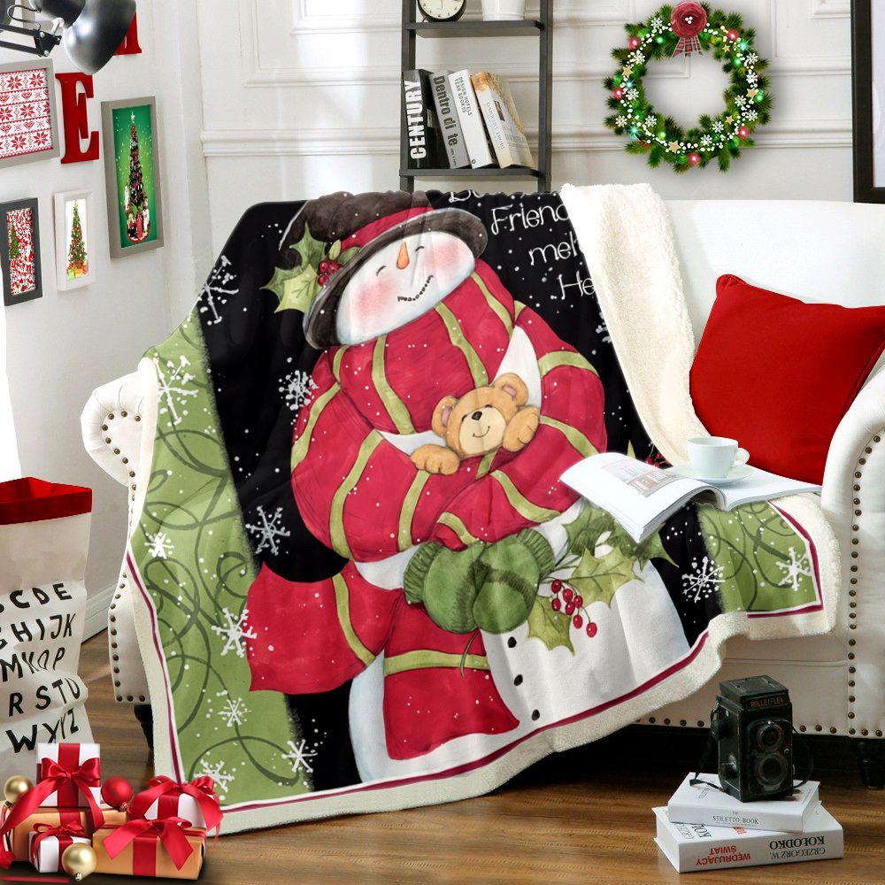 Snowman Sherpa Fleece Blanket