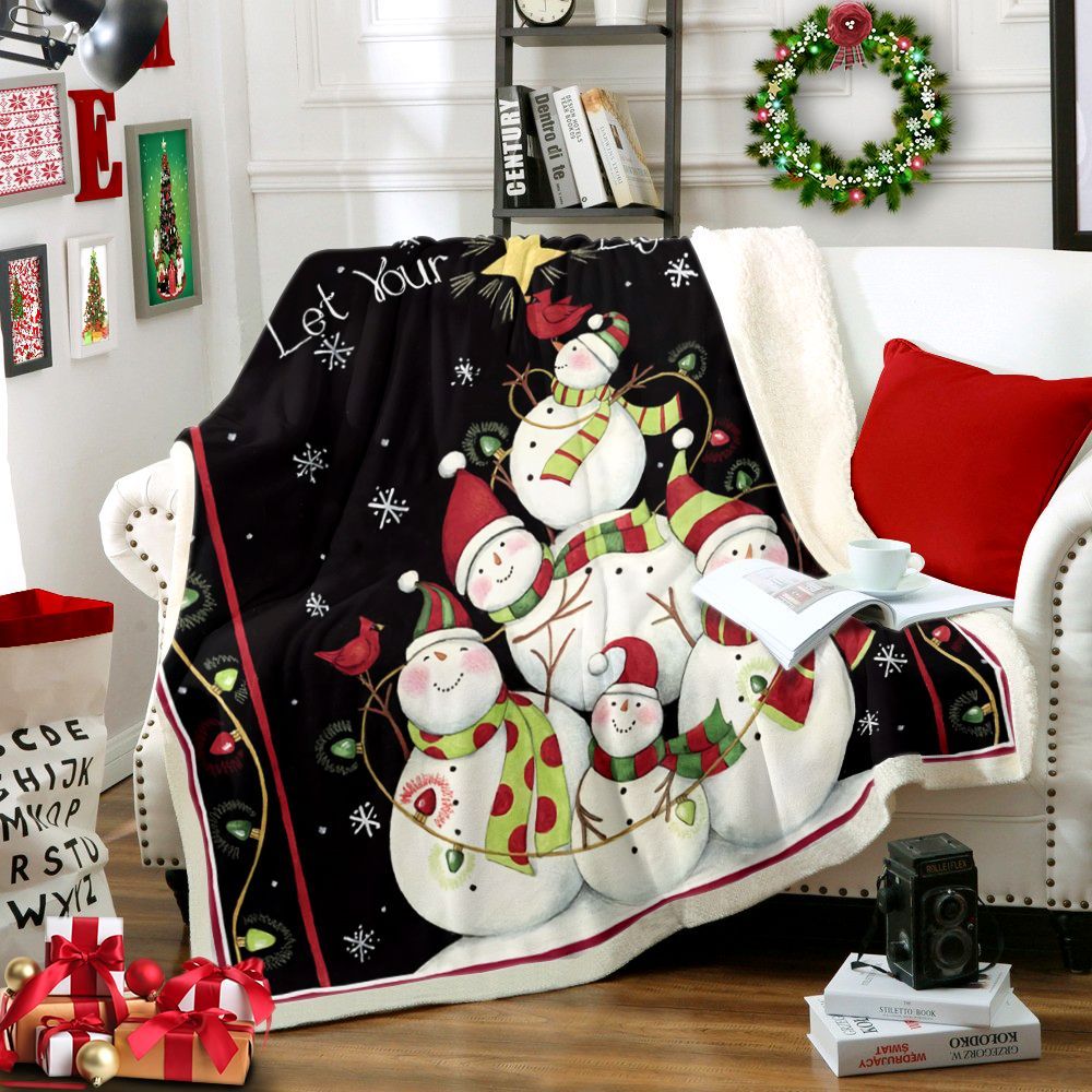 Snowman Sherpa Fleece Blanket