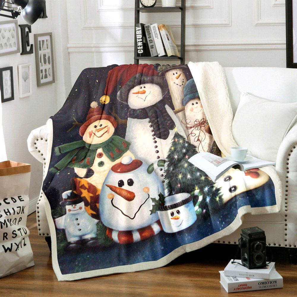 Snowman Sherpa Fleece Blanket