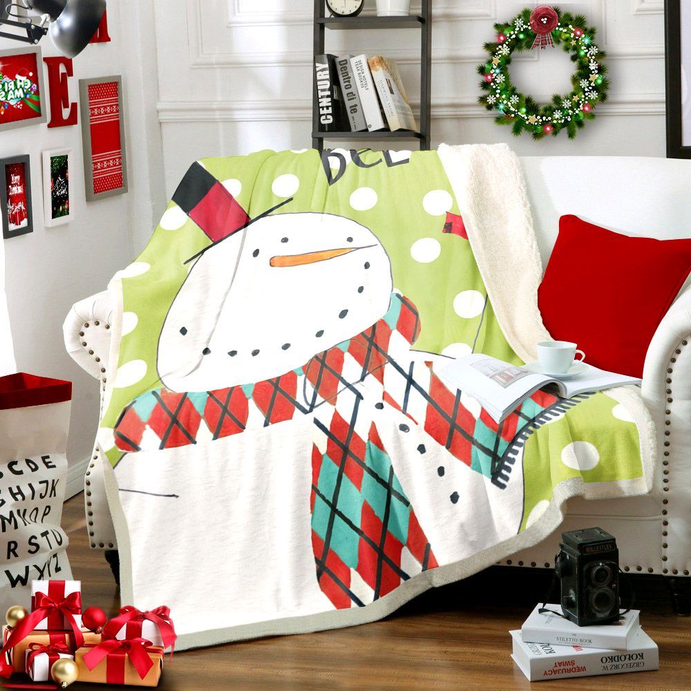 Snowman Sherpa Fleece Blanket