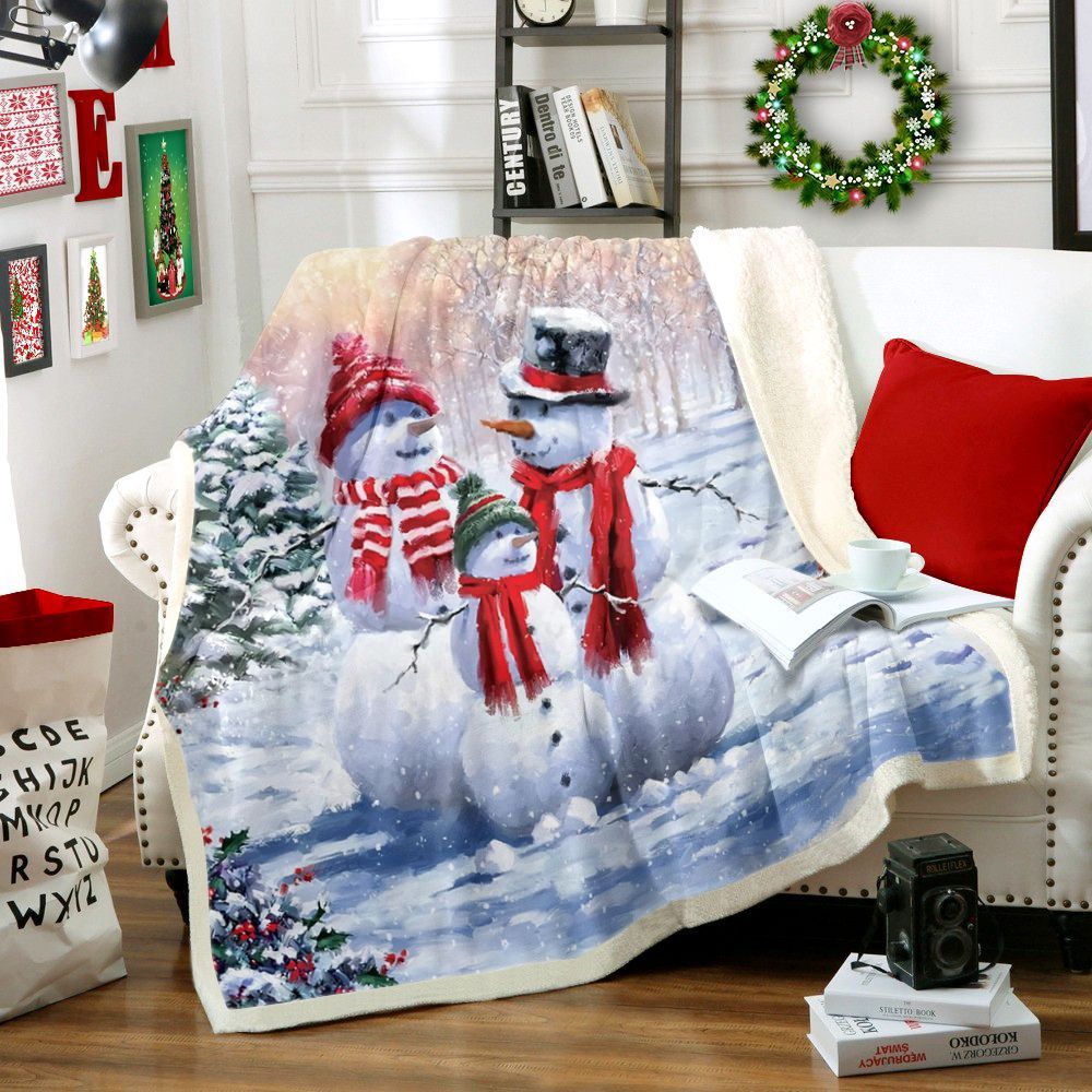 Snowman Sherpa Fleece Blanket