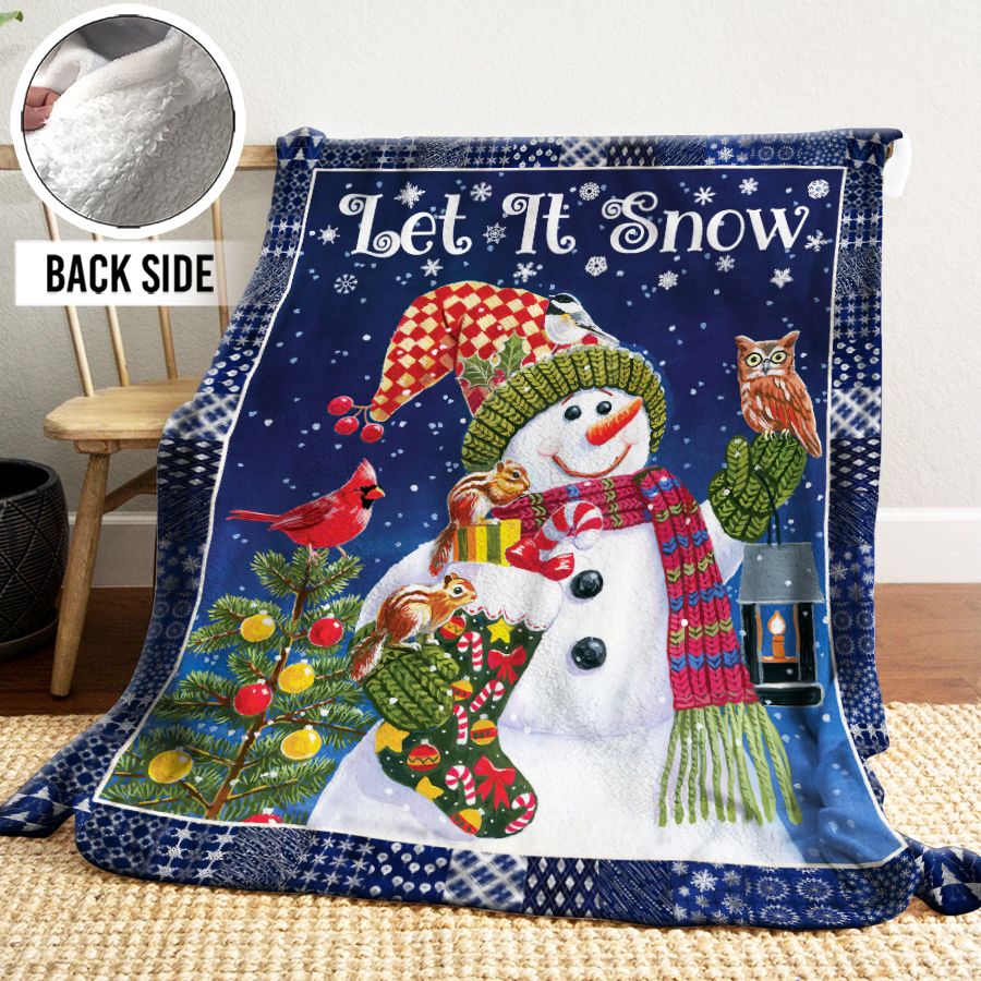 Snowman Sherpa Fleece Blanket