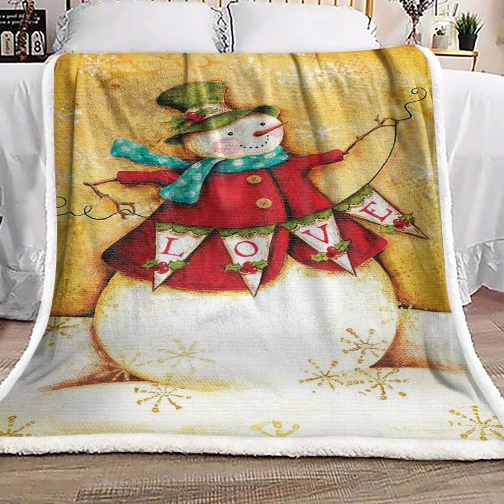 Snowman Love Sherpa Fleece Blanket