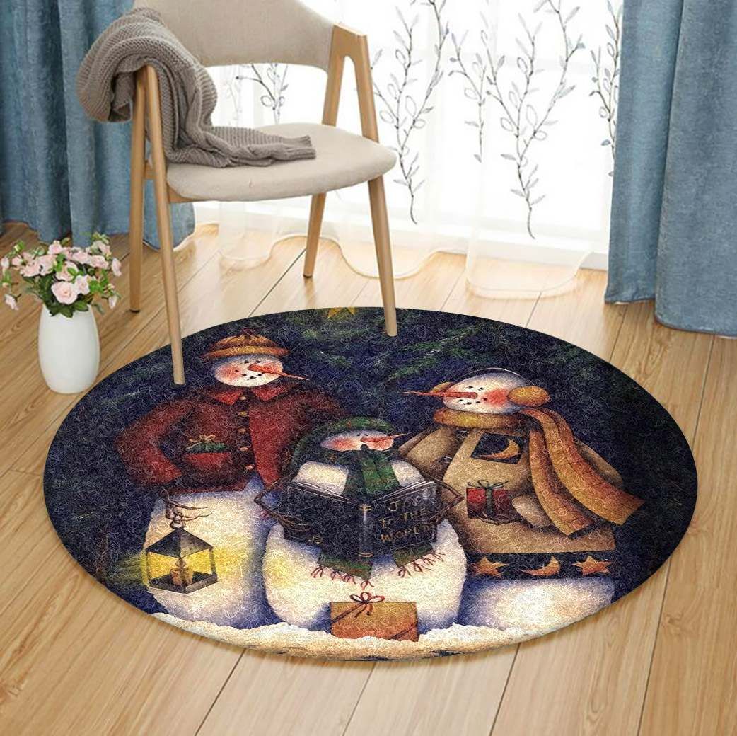 Snowman Merry Christmas Round Carpet