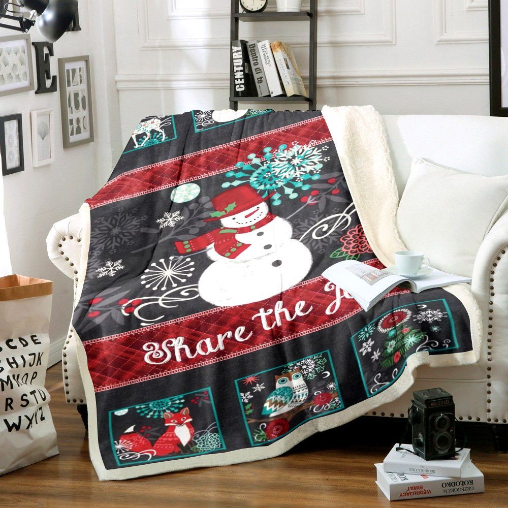 Snowman Merry Christmas Sherpa Fleece Blanket