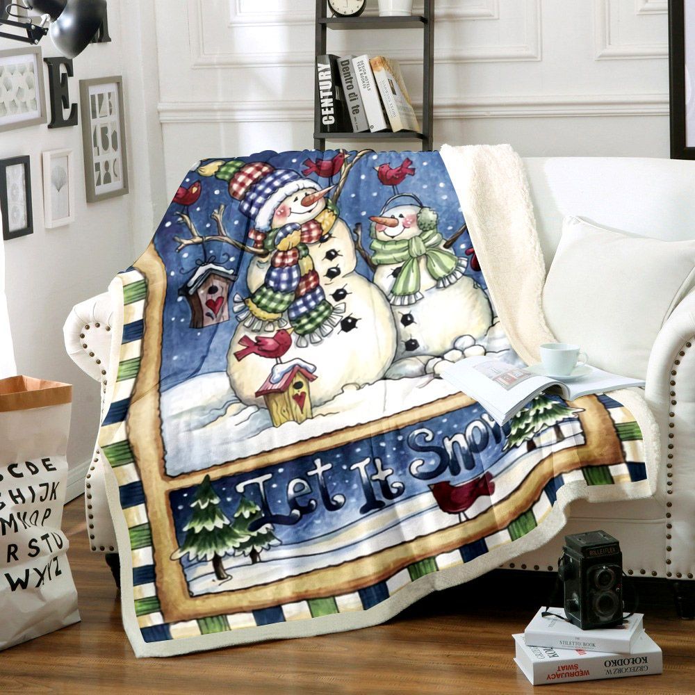 Snowman Merry Christmas Sherpa Fleece