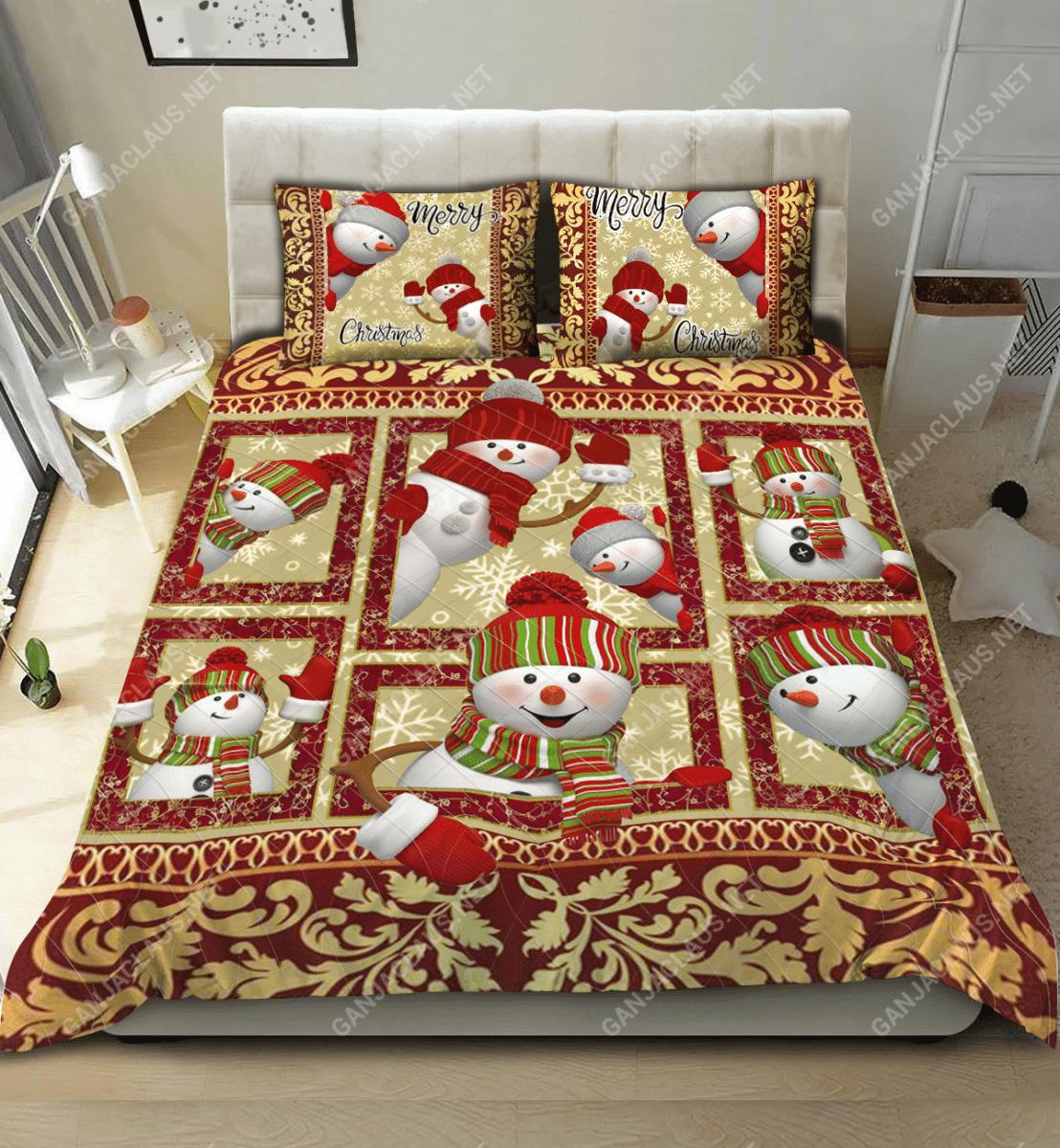 Snowman Merry Christmas Bedding Set