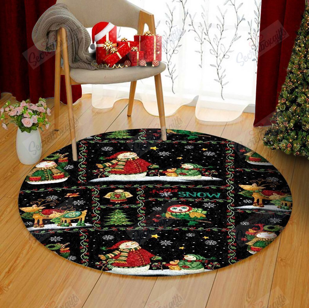 Snowman Merry Christmas Round Carpet