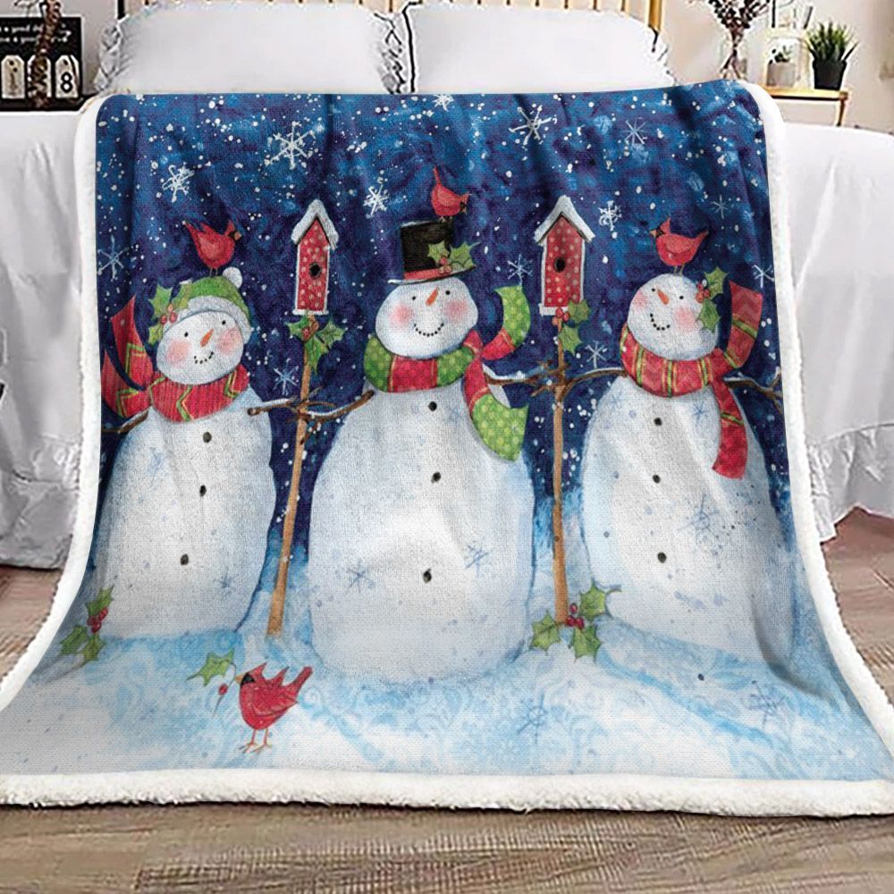 Snowman Sherpa Fleece Blanket