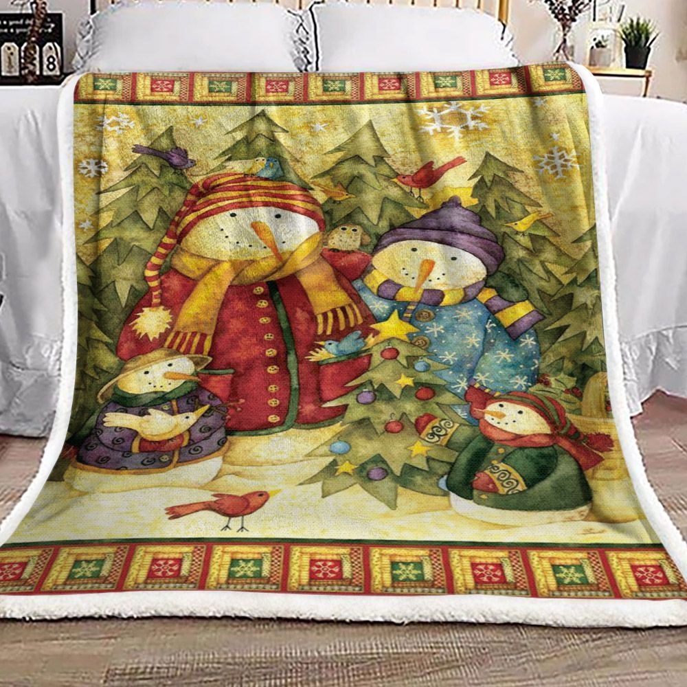 Snowman Sherpa Fleece Blanket