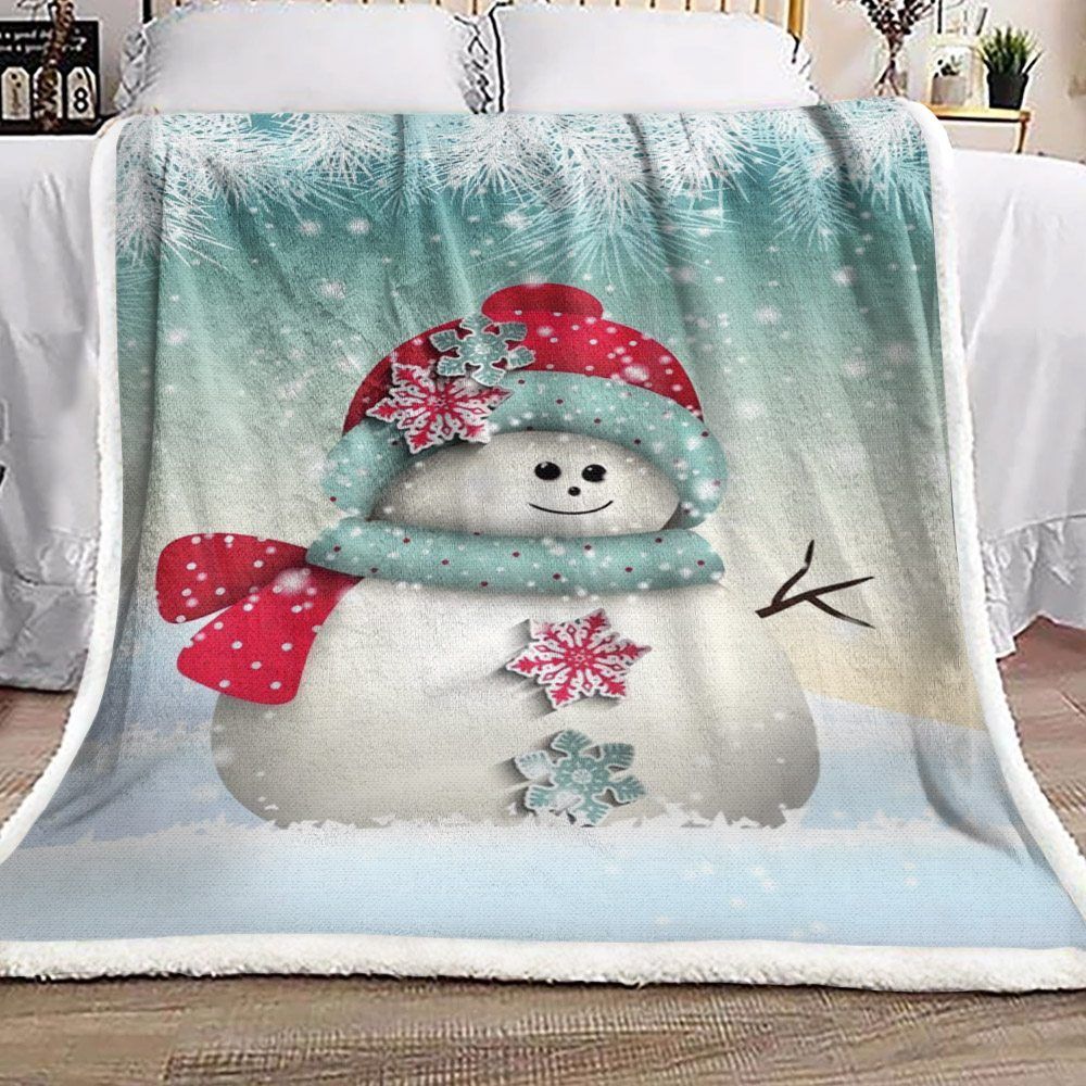 Snowman Sherpa Fleece Blanket