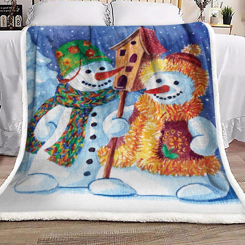 Snowman Sherpa Fleece Blanket