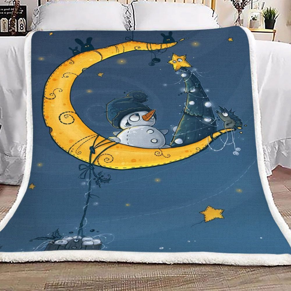 Snowman Moon Star Mouse Sherpa Fleece Blanket
