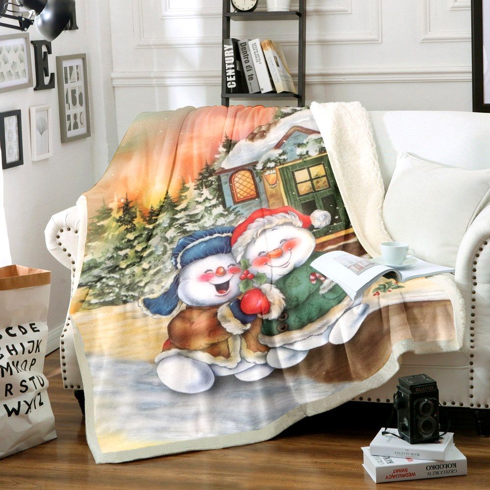 Snowman Sherpa Fleece Blanket