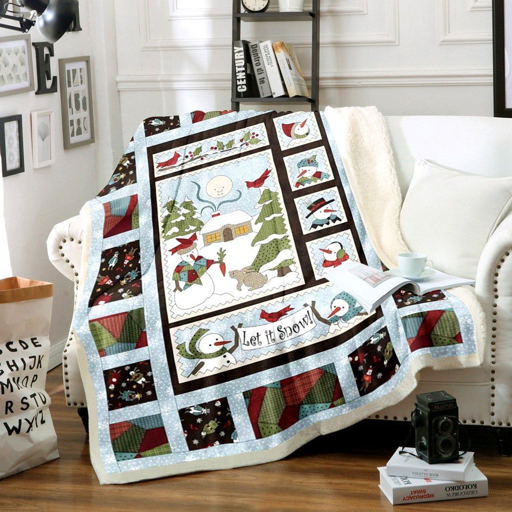Snowman Sherpa Fleece Blanket