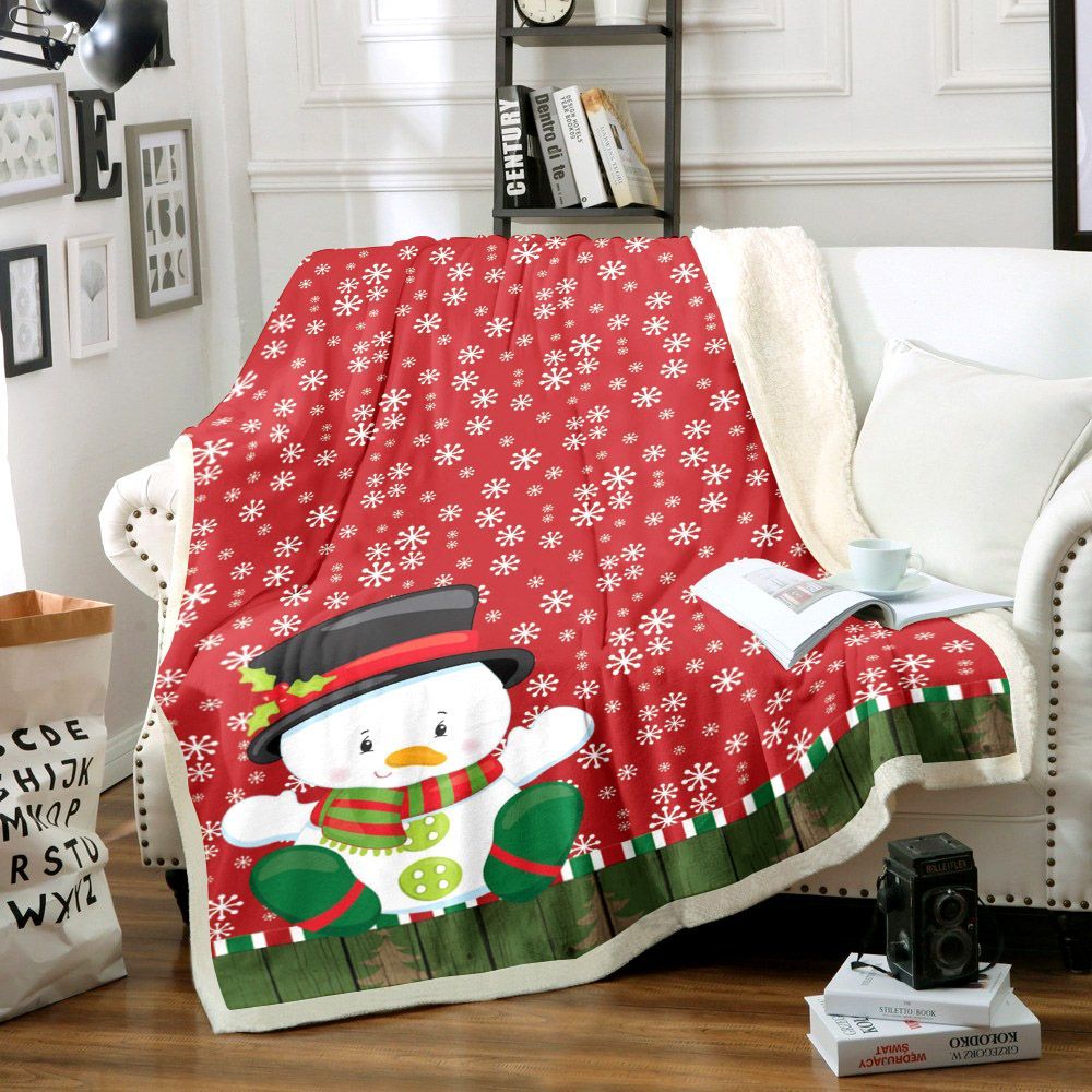 Snowman Sherpa Fleece Blanket