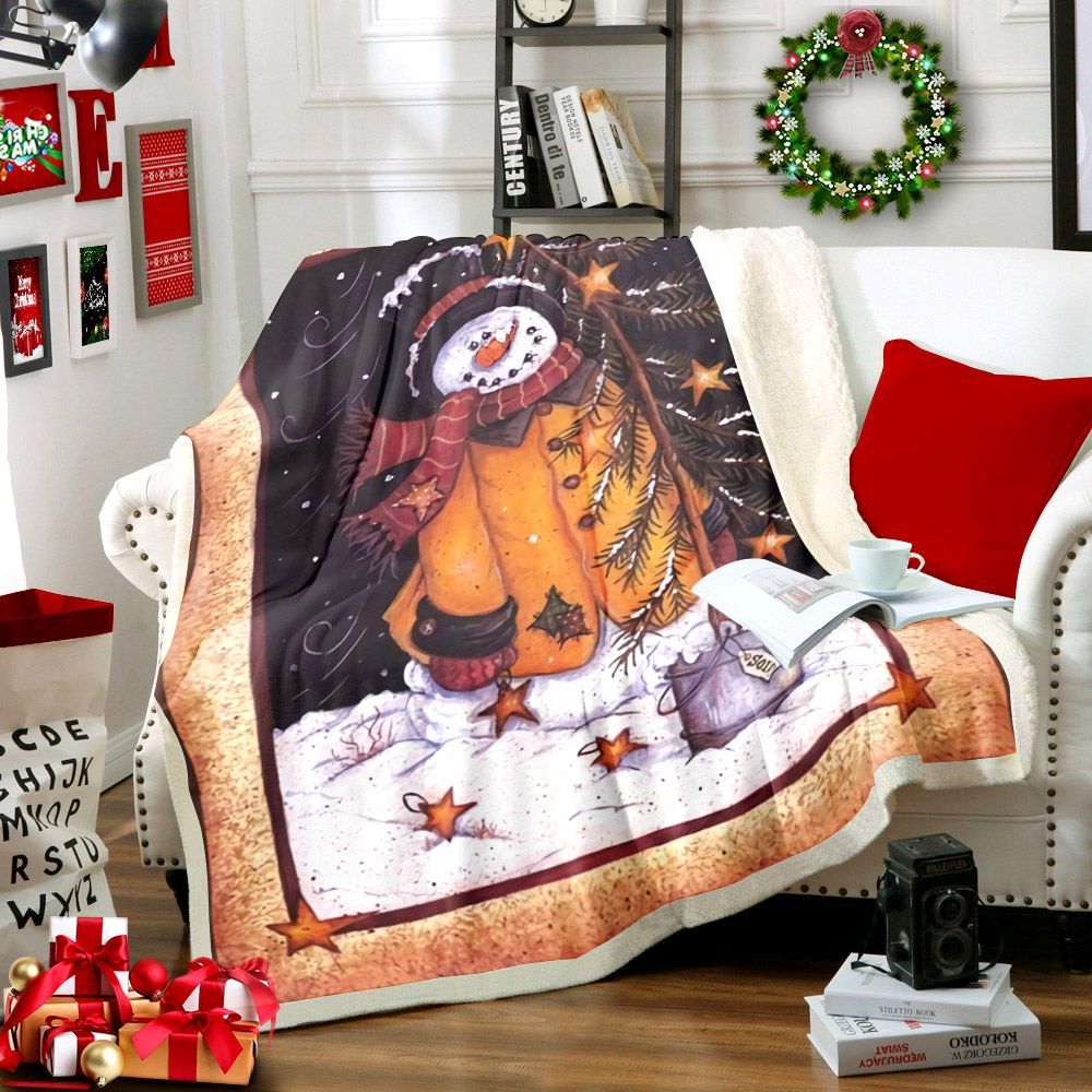 Snowman Sherpa Fleece Blanket