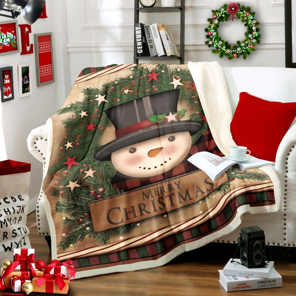 Snowman Sherpa Fleece Blanket