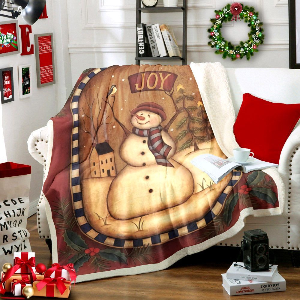 Snowman Sherpa Fleece Blanket