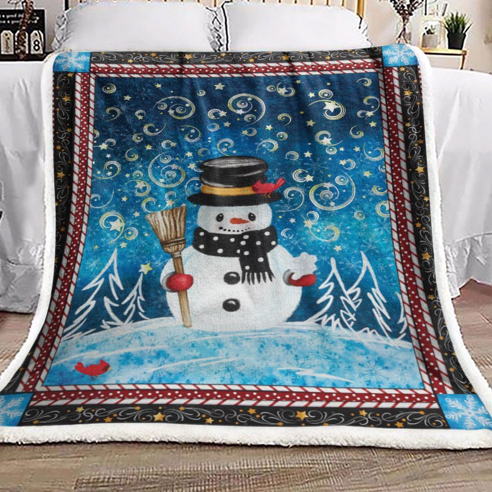 Snowman Sherpa Fleece Blanket