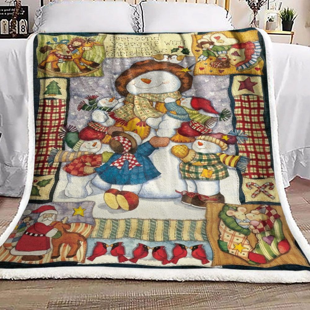 Snowman Sherpa Fleece Blanket