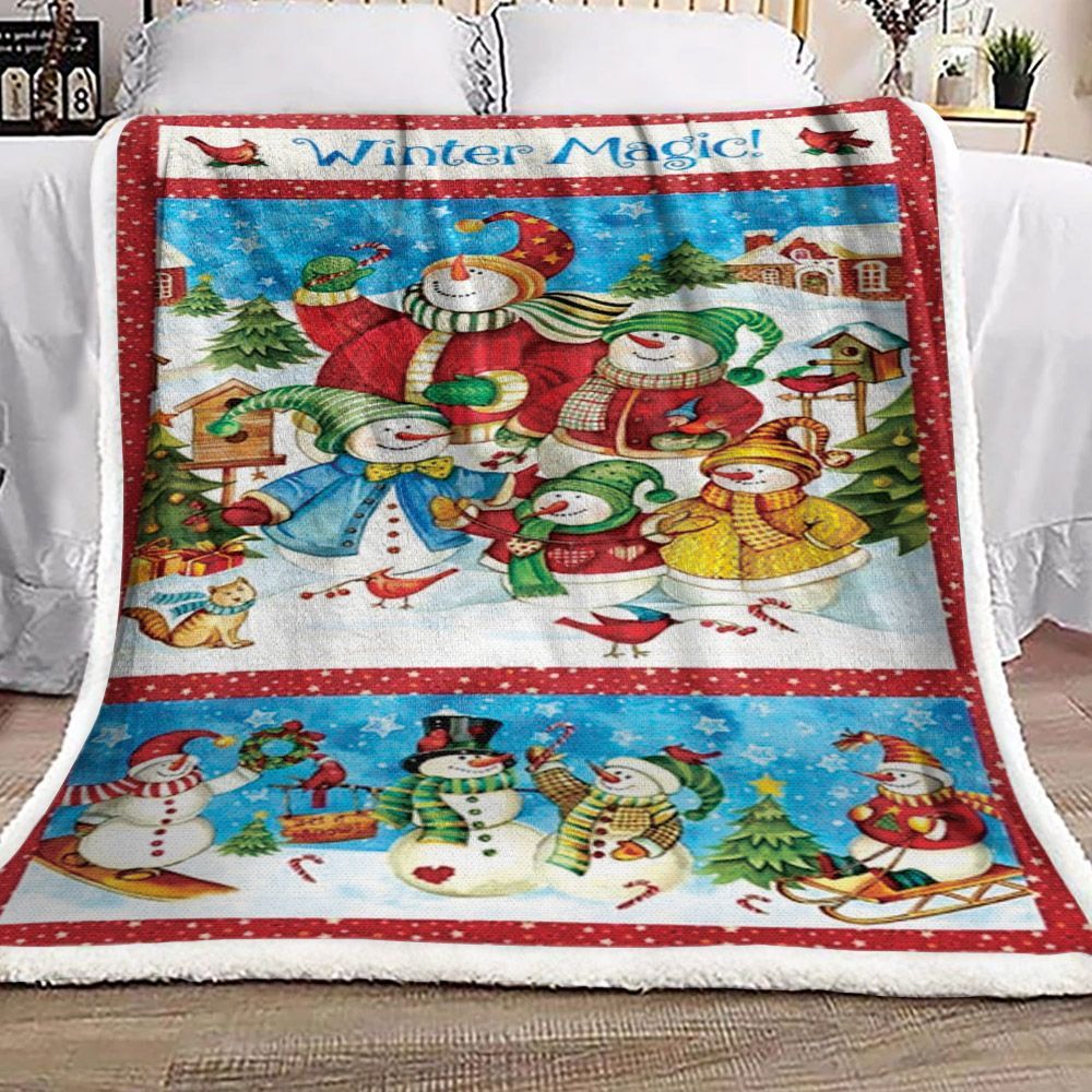 Snowman Sherpa Fleece Blanket