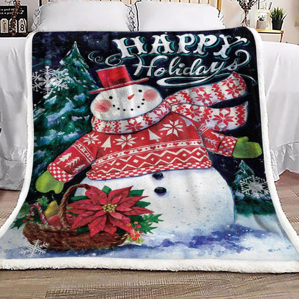 Snowman Sherpa Fleece Blanket