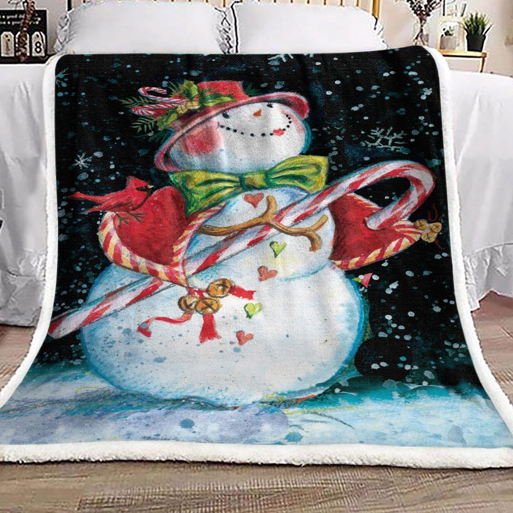 Snowman Sherpa Fleece Blanket