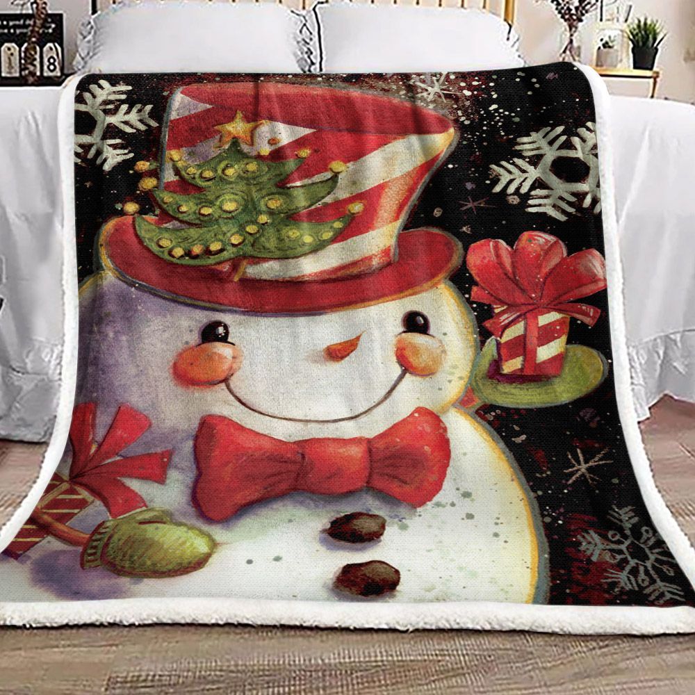 Snowman Sherpa Fleece Blanket