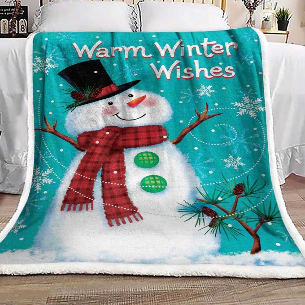 Snowman Sherpa Fleece Blanket